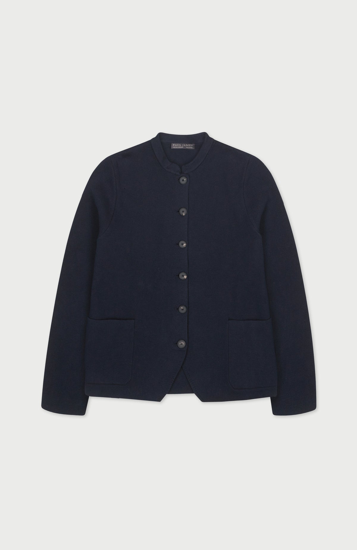 Womens Midweight Cotton Knitted Nehru Jacket