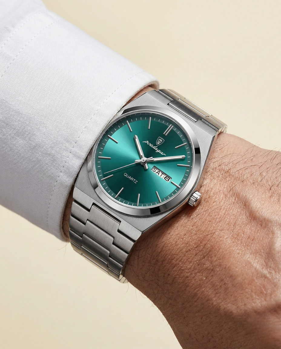 Steel Watch Emerald Dial