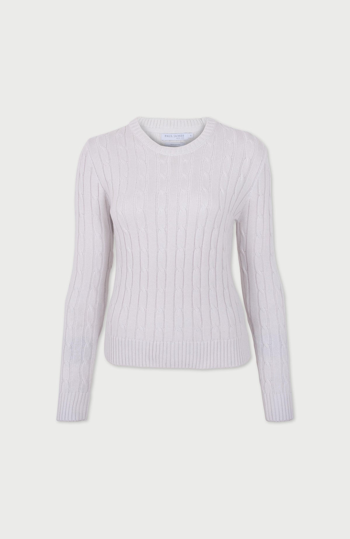 Womens Cotton Cable Crew Neck Jumper