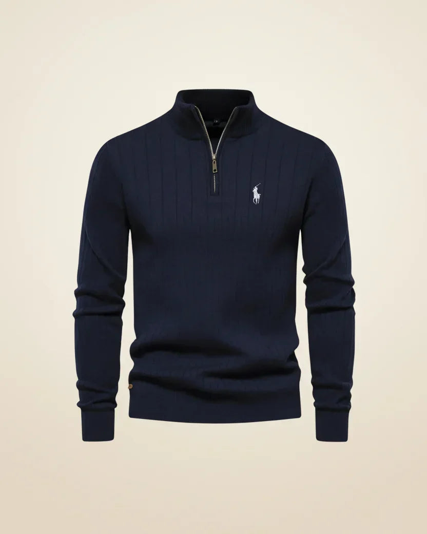 RL Textured Zip-Neck Knit