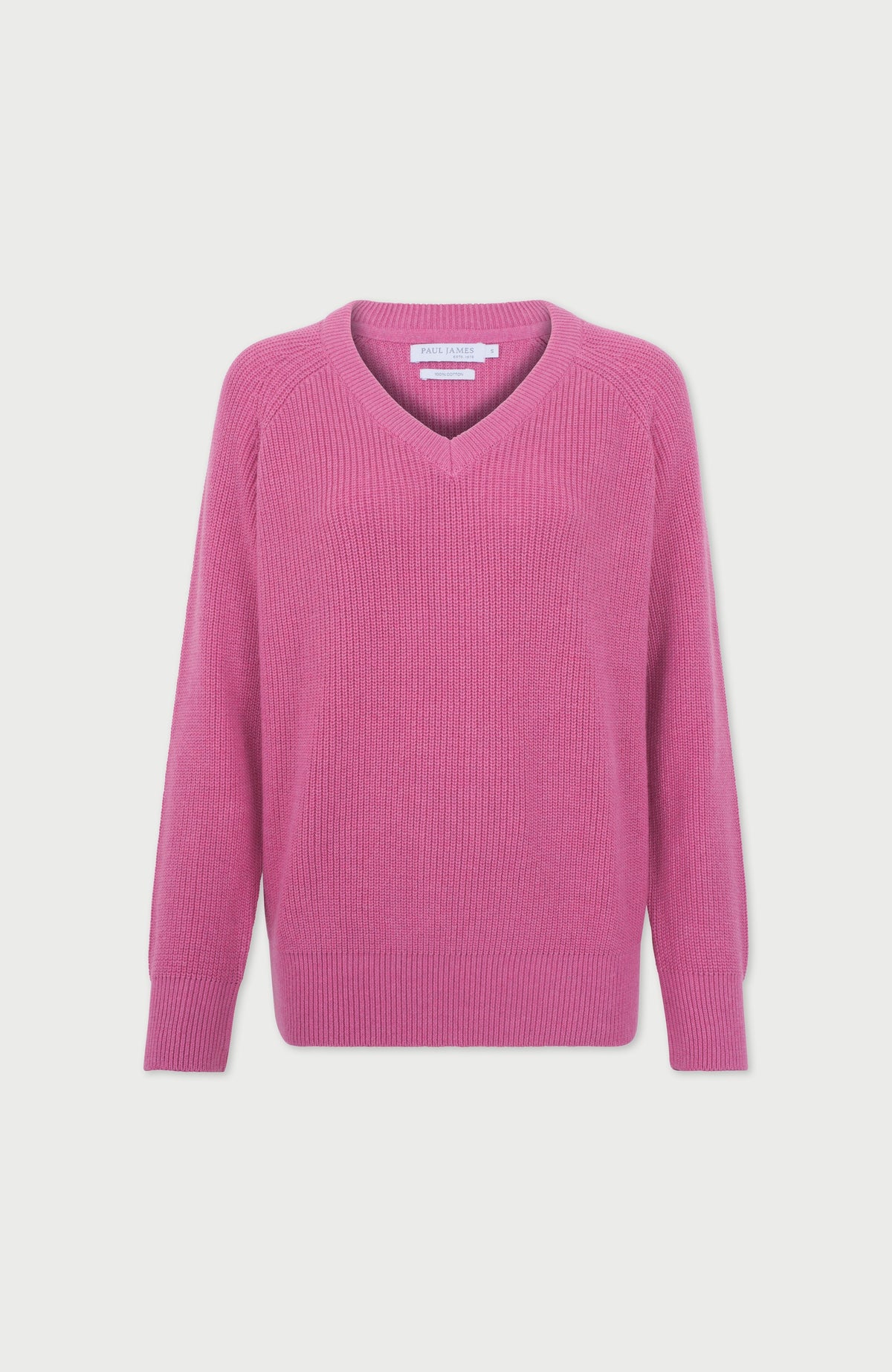 Womens Cotton Ribbed V Neck Jumper