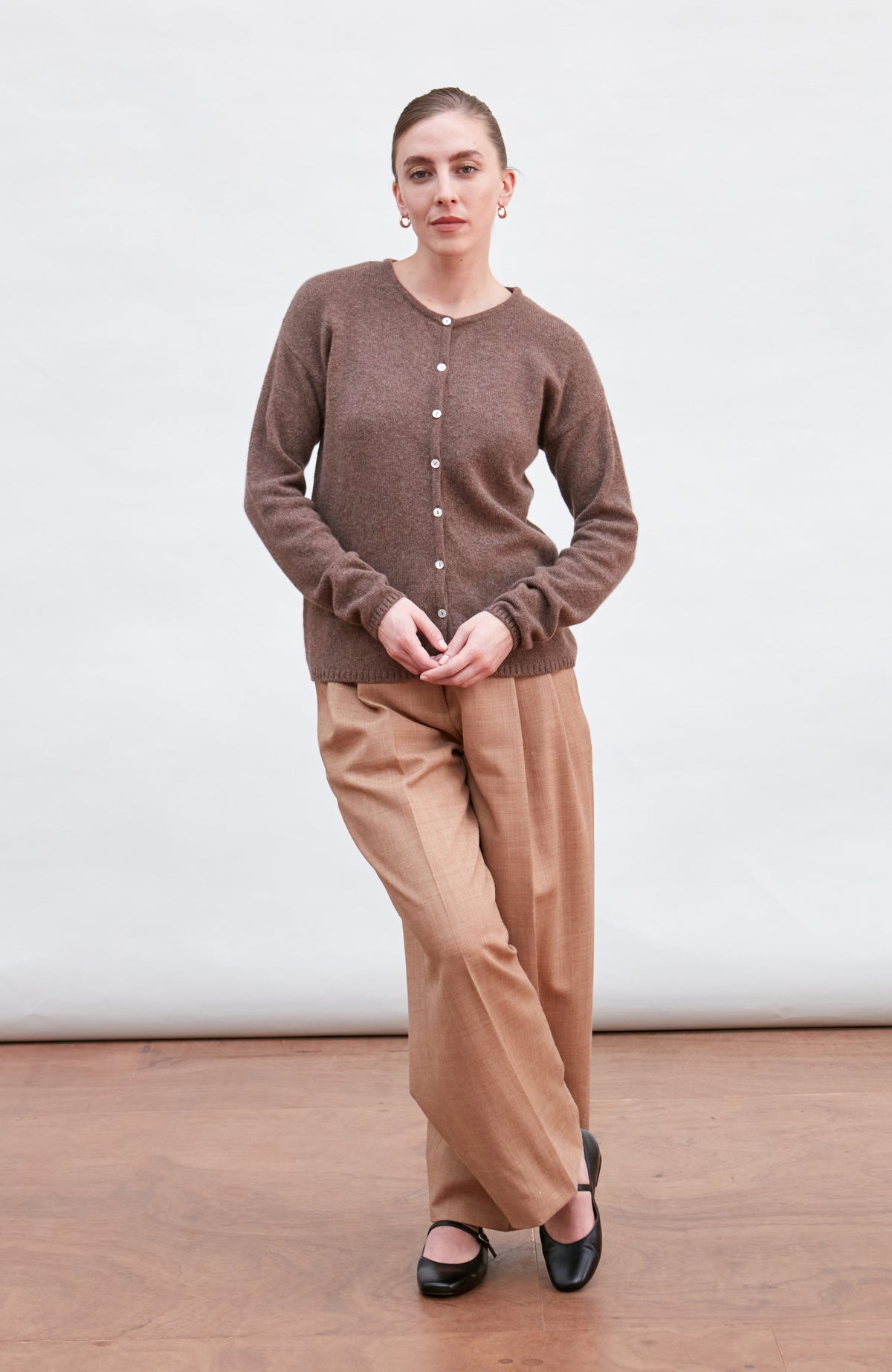 Womens Lambswool Crew Neck Cardigan