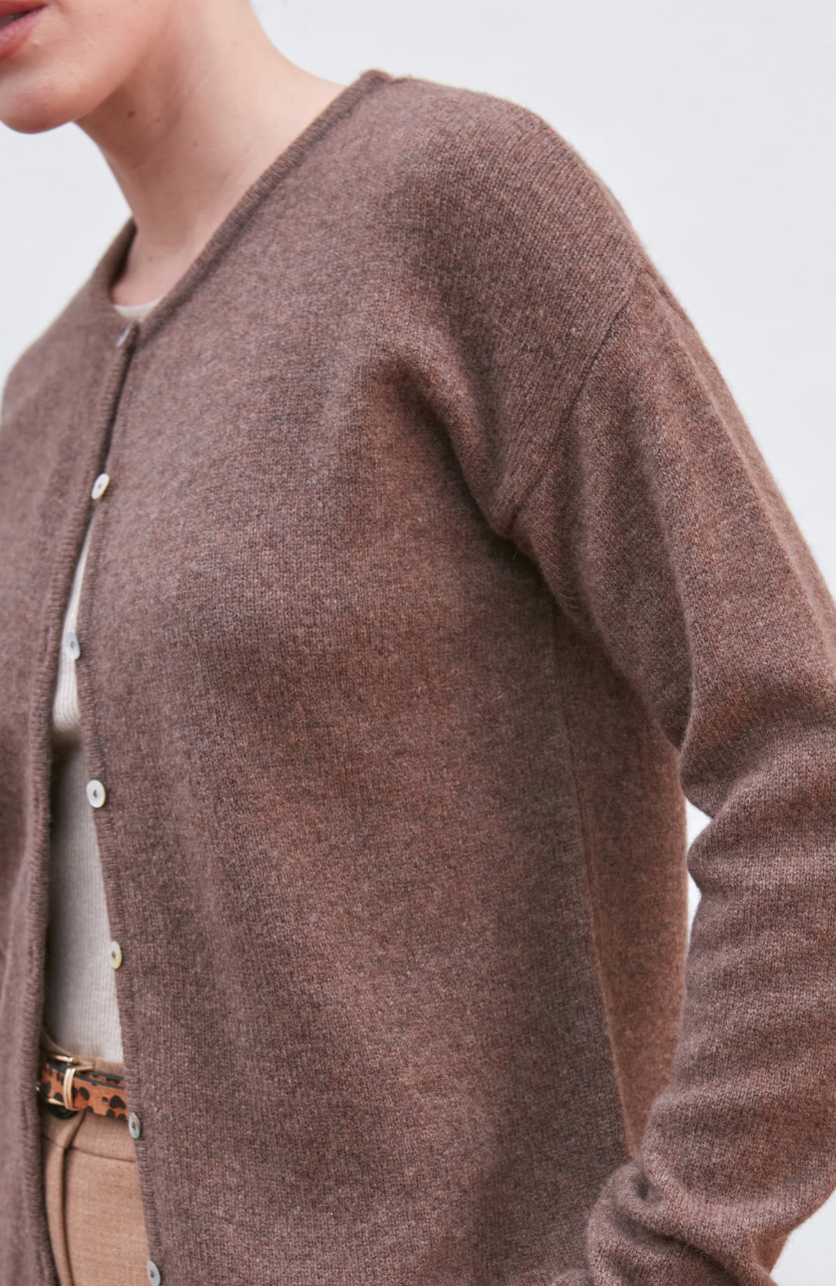 Womens Lambswool Crew Neck Cardigan