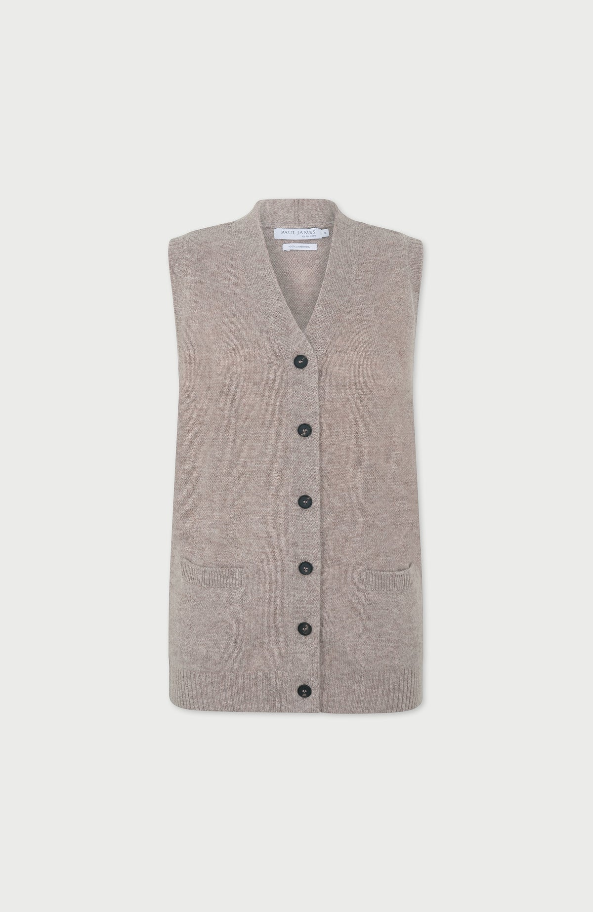Womens Lambswool V Neck Waistcoat with Pockets