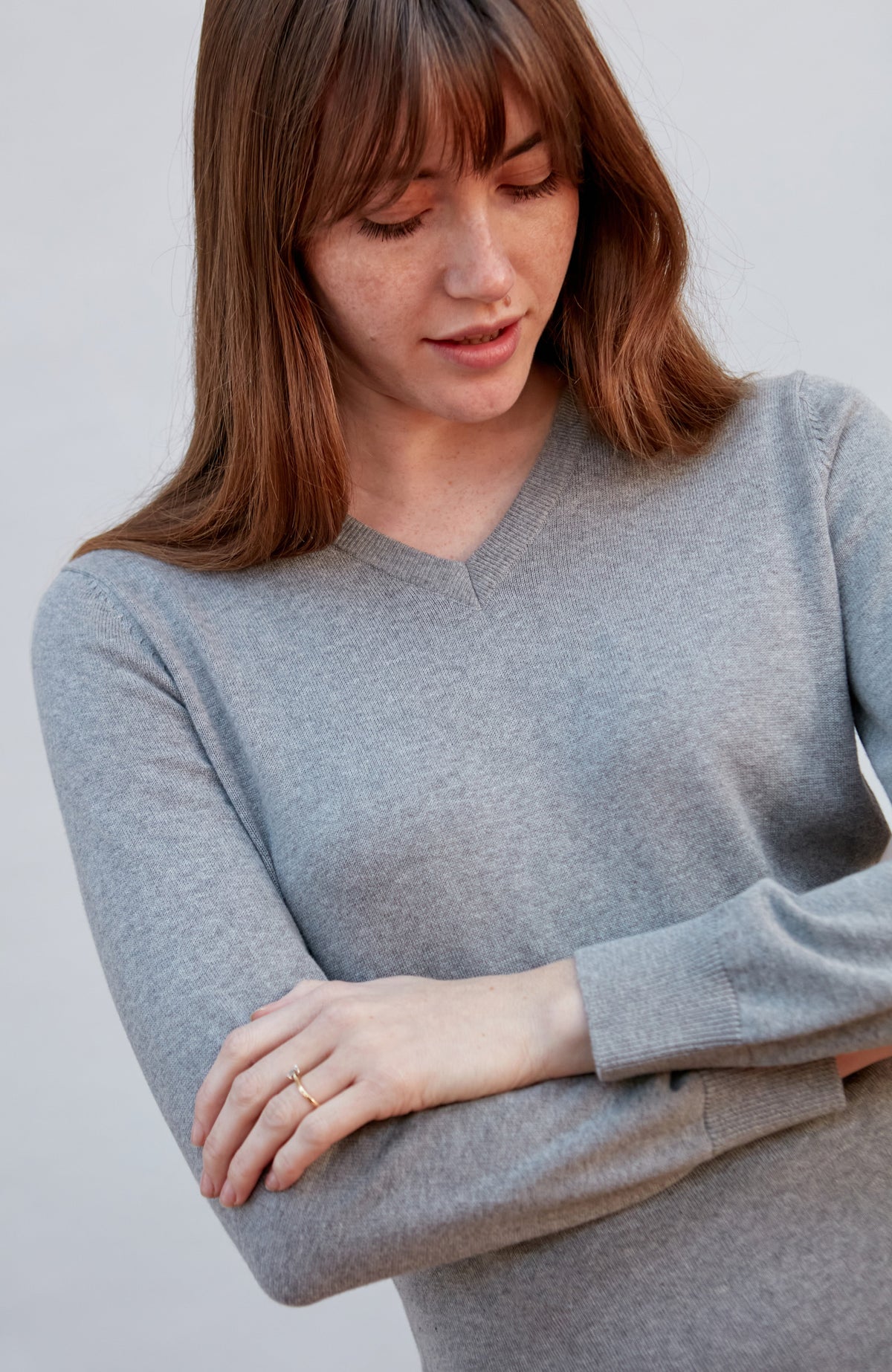Womens Pure Cotton V-Neck Jumper