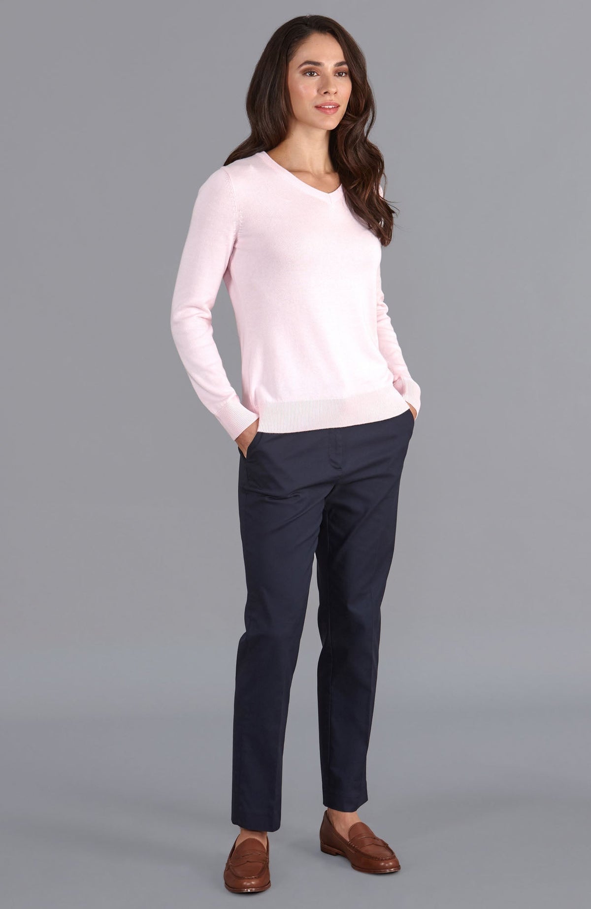 Womens Pure Cotton V-Neck Jumper