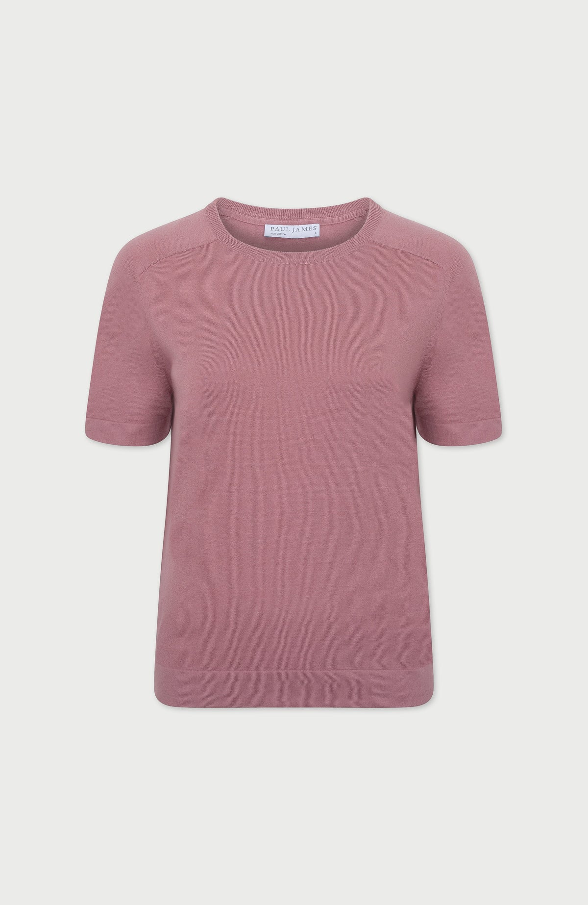 Womens Ultra Fine Cotton Saddle Shoulder Knitted T-Shirt