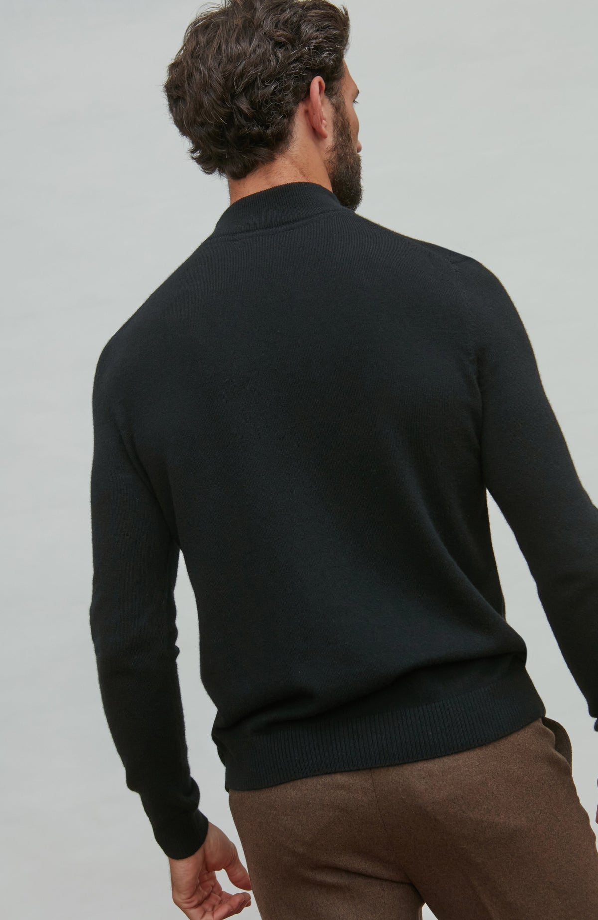 Mens Lightweight Merino Cashmere Mock Turtle Neck Jumper